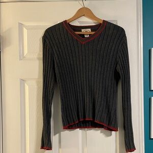 Vintage 90s blue-gray v-neck sweater